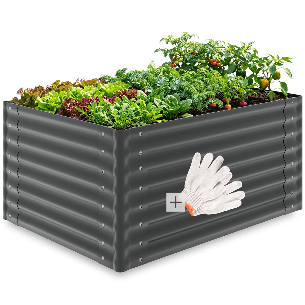 HOCHBEET Salvia verzinkt, 120 x 90 x 62 cm, 650 l, grau - Grau, Metall (90/62/120cm) - tectake