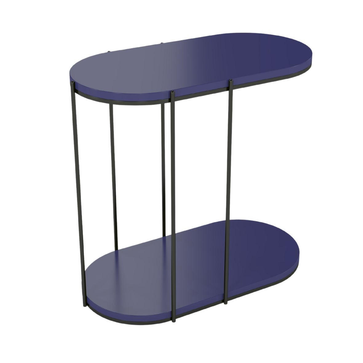 BEISTELLTISCH Loco, Ovaler Tischplatte x 2 mit Schwarz Metallgestell / Marineblau - Schwarz/Dunkelblau, Holzwerkstoff/Metall (34/64/60cm) - Skandica