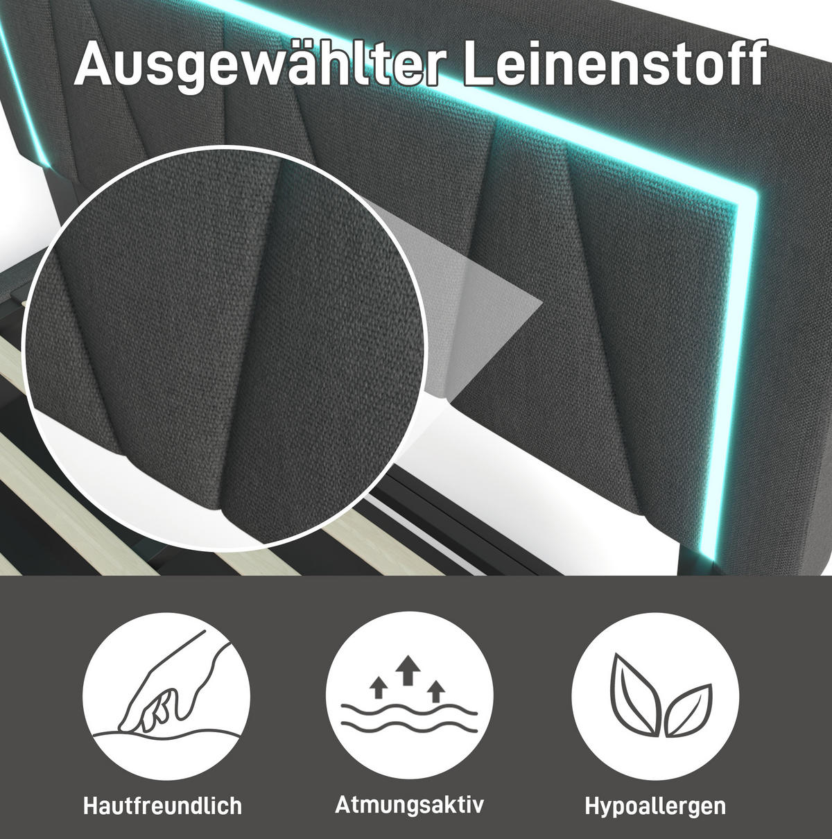 ČALÚNENÁ posteľ 160/200 cm s LED osvetlením, USB a nastaviteľným čelom, úložný priestor, Sivá/Béžová - sivá, textil (160/200cm) - Redom