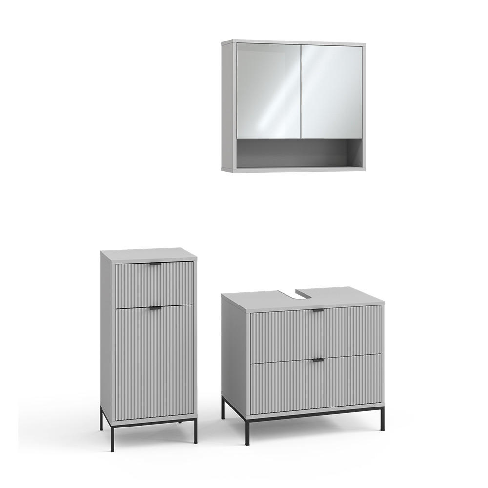 BADMÖBEL-SET Eliza Grau 3 Teile - Grau, Holzwerkstoff (70/63/45.1cm) - Vicco