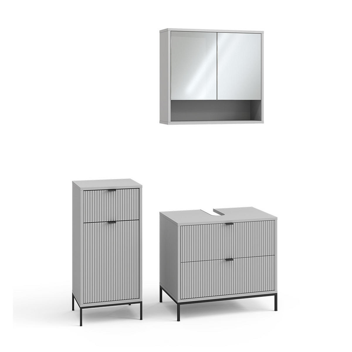 BADMÖBEL-SET Eliza Grau 3 Teile - Grau, Holzwerkstoff (70/63/45.1cm) - Vicco