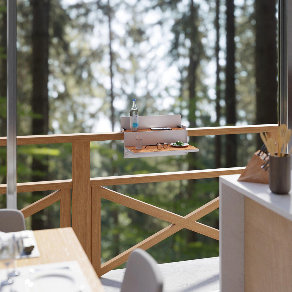 BALKONTISCH – hängend – LEVIRA – Modell 48 – Metall – Weiß – 48x35x29 cm - Weiß, Metall (35/48/29cm) - Letti Moderni