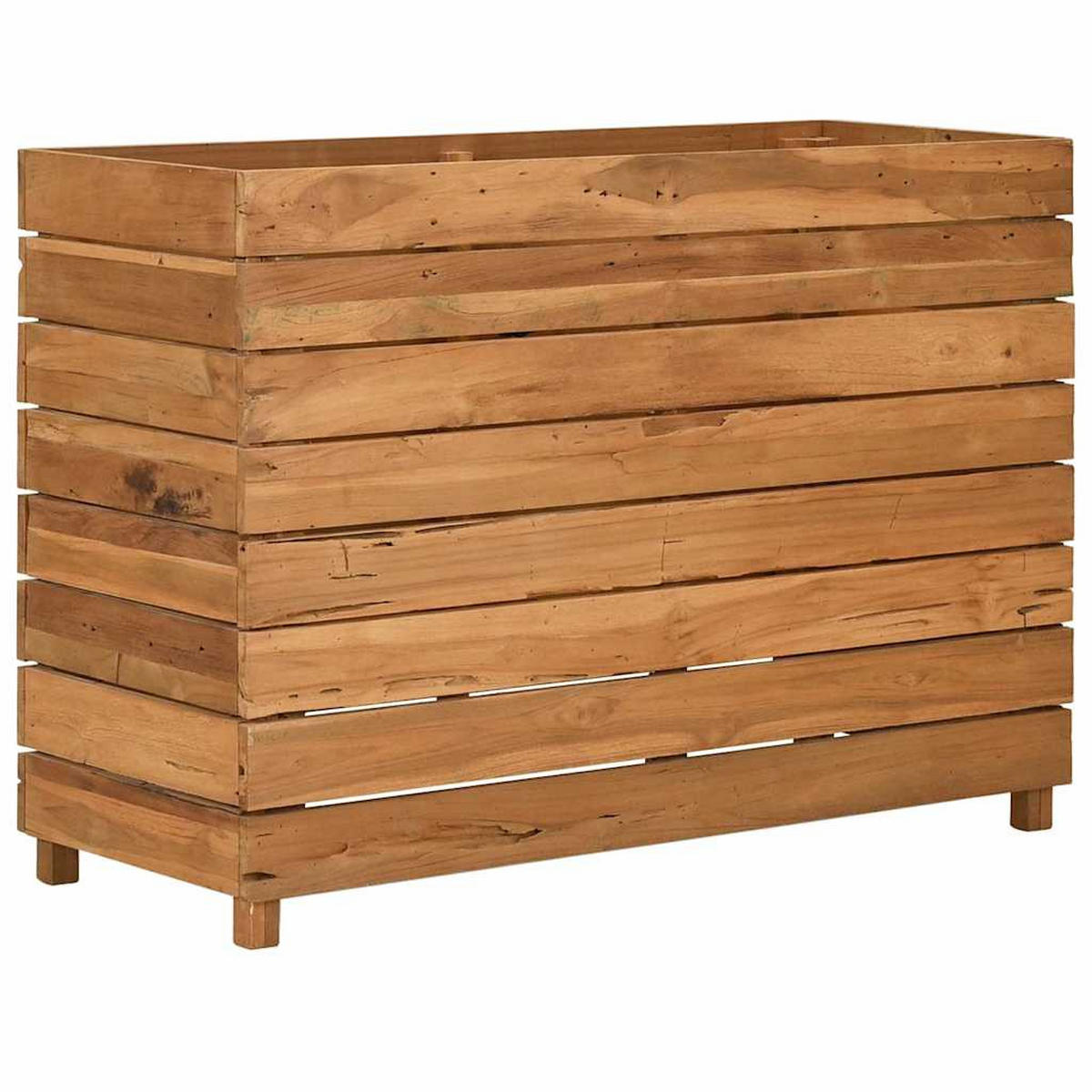 HOCHBEET 100x40x72 cm Teak Altholz und Stahl - Braun, Holz (100/72/40cm)