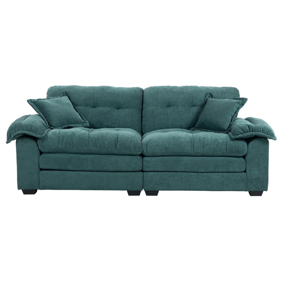2-SITZER Sofa Chenille mit tiefem Sitz, Doppelschicht-Sitzkissen 213,4/90,1/87,6 cm Grün - Grün, Textil (90.1/87.6/213.4cm) - Redom