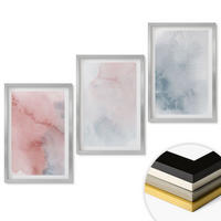 WANDBILDER 3er Set - 40x60 cm Silberner Rahmen - Pastellfarben auf Leinwand - Silberfarben, Kunststoff (40/60cm) - ArtPrintCave