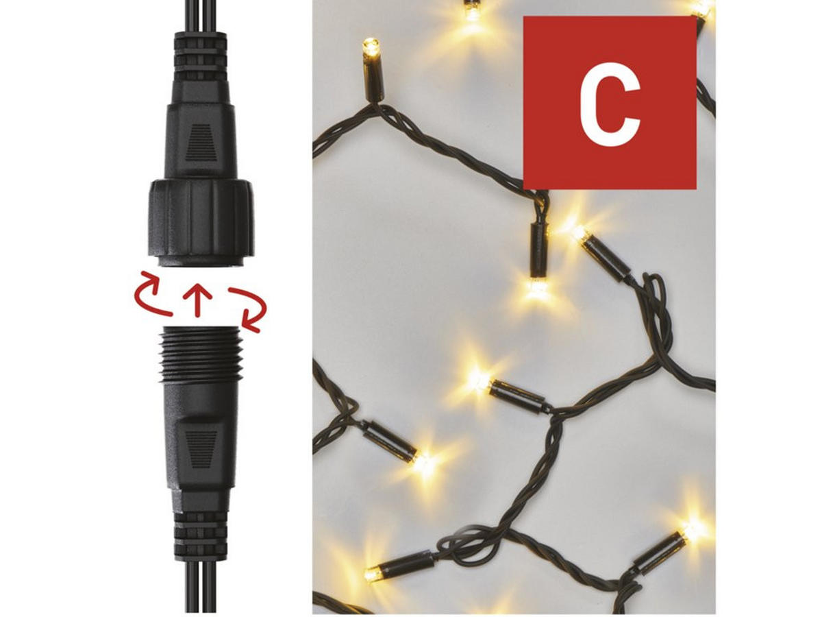 LED-WEIHNACHTSLICHTERKETTE WARMWEISS 10 m - PROFI - koppelbar - Gelb/Weiß, Kunststoff/Metall (1000cm) - LAALU
