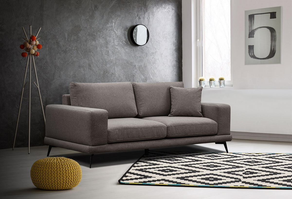 SOFA MEDIOLANE 2,5-Sitzer, braun - Braun, Holzwerkstoff/Textil (203/87/96cm) - Courtois Laville