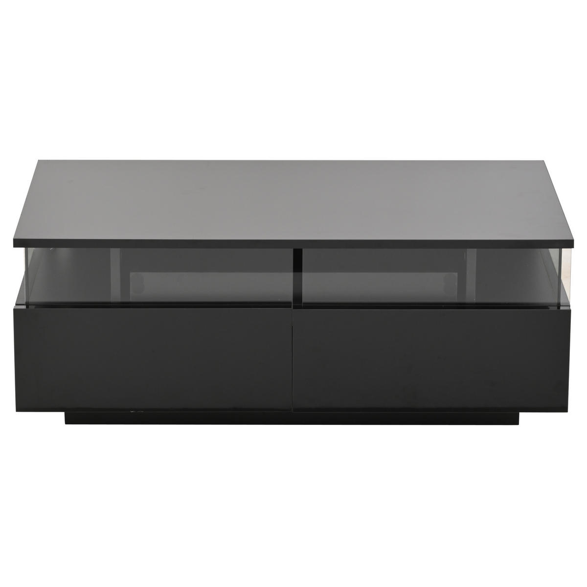 COUCHTISCH 90/45/35.5 cm in Schwarz aus MDF und Glas mit LED-Licht und Stauraum - Schwarz, Holzwerkstoff (90/45/35.5cm) - OKMYHOME