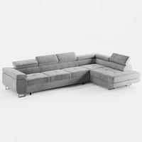 ECKSOFA VEMO NOVA Rechts Grau Velours-Stoff mit Schlaffunktion und Bettkasten - Grau, Textil (341/202cm) - Barchello