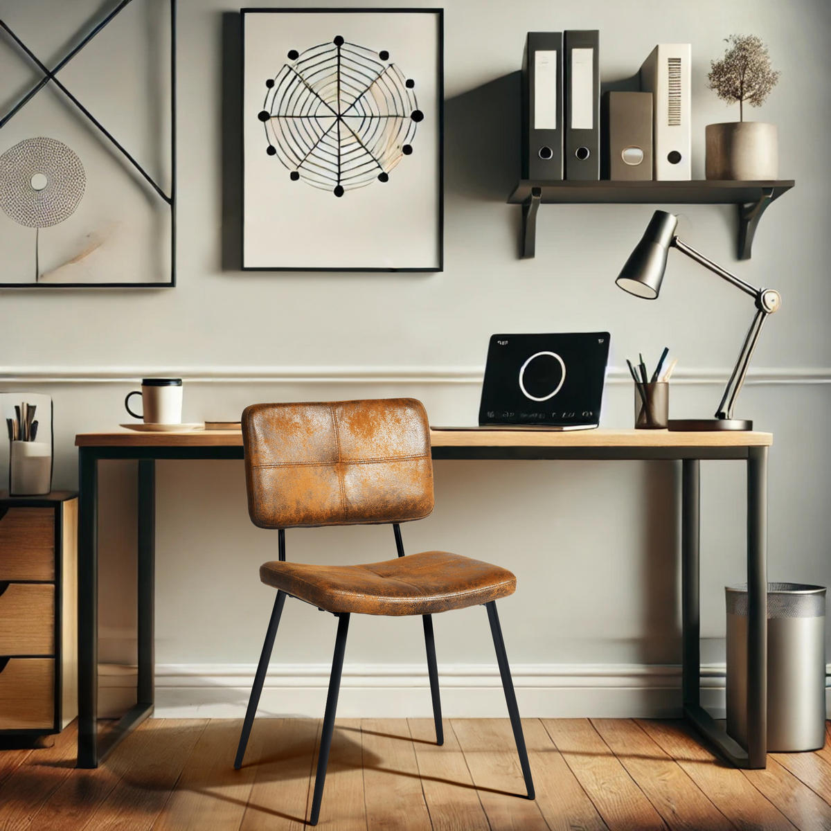 ESSZIMMERSTUHL in Eisen Webstoff (4er-Set) - Braun, Metall (48/81.5/57cm) - Meubles Cosy