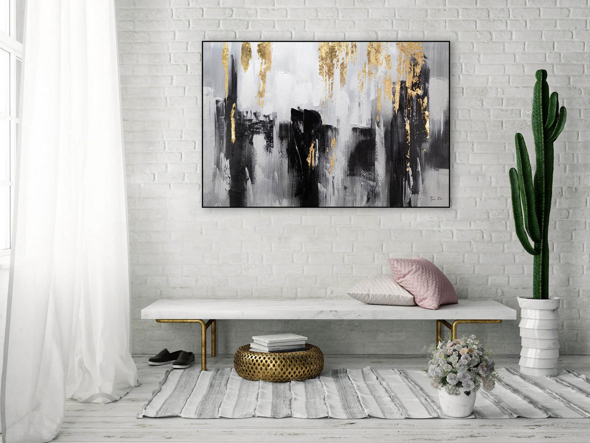 ÖLGEMÄLDE 120/80 cm - Schwarz, Holz/Textil (2.4/80cm) - KUNSTLOFT