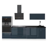 KÜCHENZEILE Fame-Line, Dunkelblau Hochglanz/Weiß, 280 cm, AP Anthrazit - Dunkelblau/Weiß, Holzwerkstoff (280/153.6/60cm) - Vicco