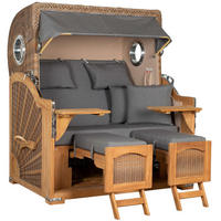 STRANDKORB XXL Düne Grande Teak Banana - Braun/Grau, Metall (142/170/95cm) - Mr. Deko