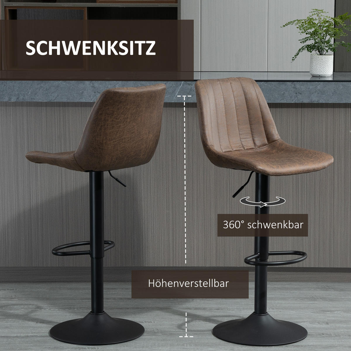 BARHOCKER 2er-Set Braun 43.0/46.5/110.0 cm - Braun, Textil (46.5/110/43cm)