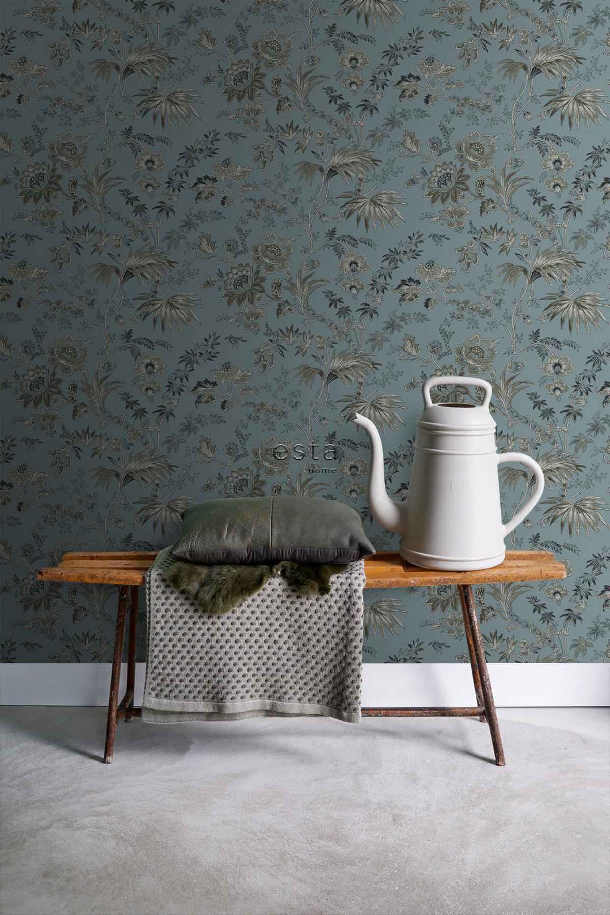 TAPETE Blumenmuster 50 x 900 cm - Blau, Papier (50/900cm) - ESTAhome