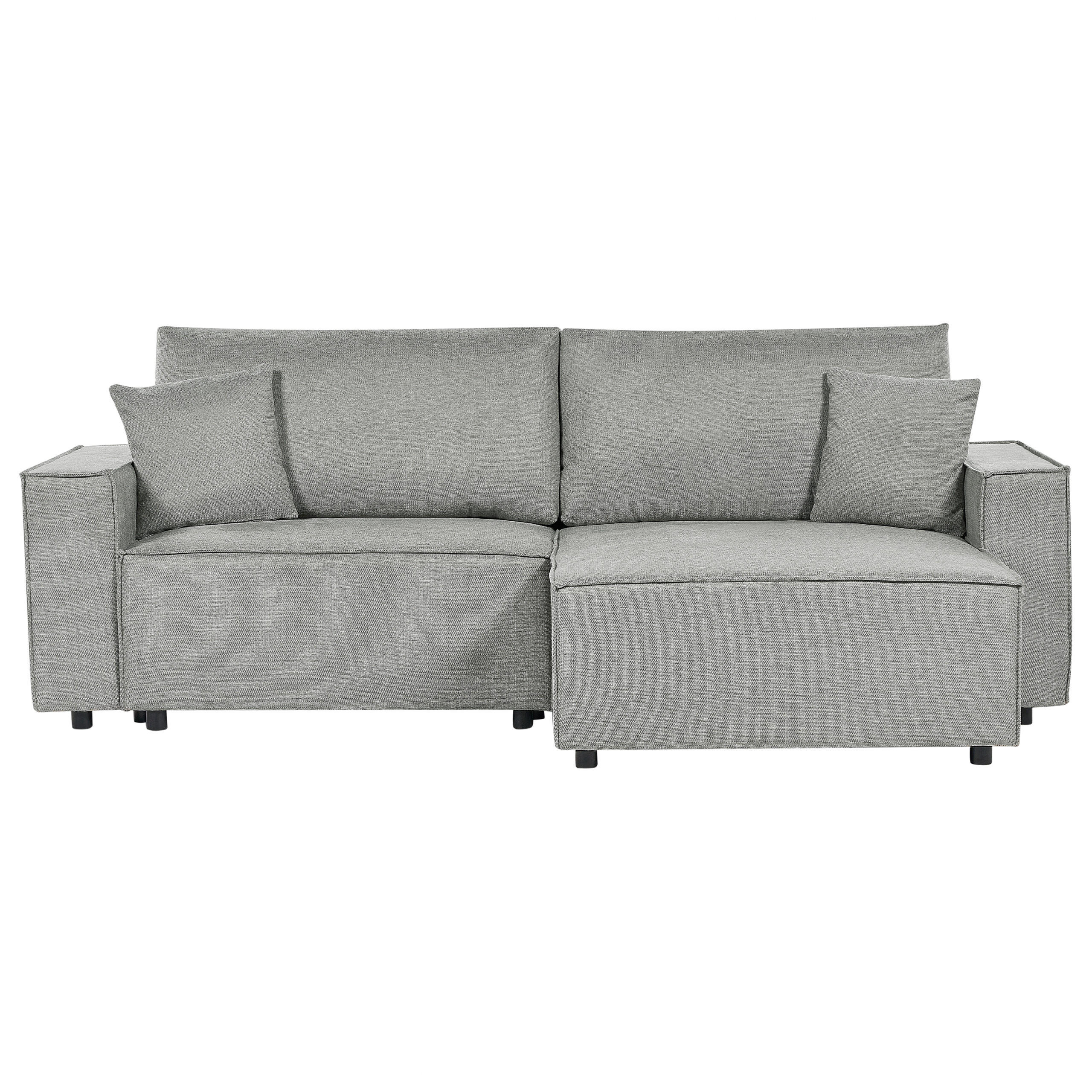 3-SITZER-ECKSOFA grau rechtsseitig mit Schlaffunktion Stauraum Karila - Grau, Textil (250/150cm) - Beliani