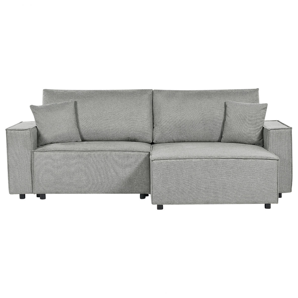 3-SITZER-ECKSOFA grau rechtsseitig mit Schlaffunktion Stauraum Karila - Grau, Textil (250/150cm) - Beliani