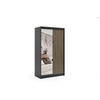 KLEIDERSCHRANK VILAN mit Spiegel/LED - 120 cm - Schwarz|Eiche Wotan - Eiche Wotan/Schwarz, Holzwerkstoff (120/215/61cm) - ALTDECOR