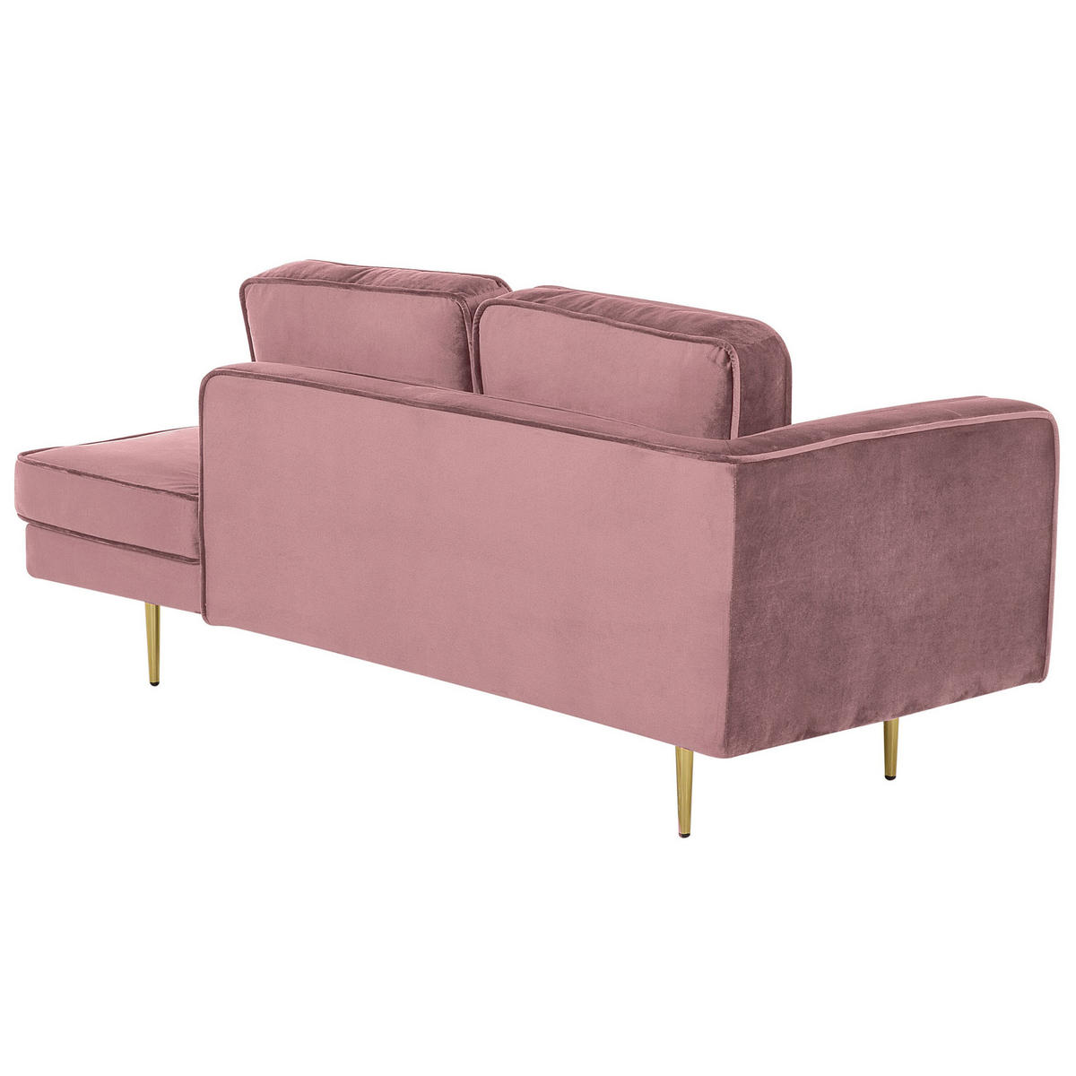 CHAISELONGUE Samtstoff rosa linksseitig Miramas - Pink/Goldfarben, Textil (171/63/79cm) - Beliani