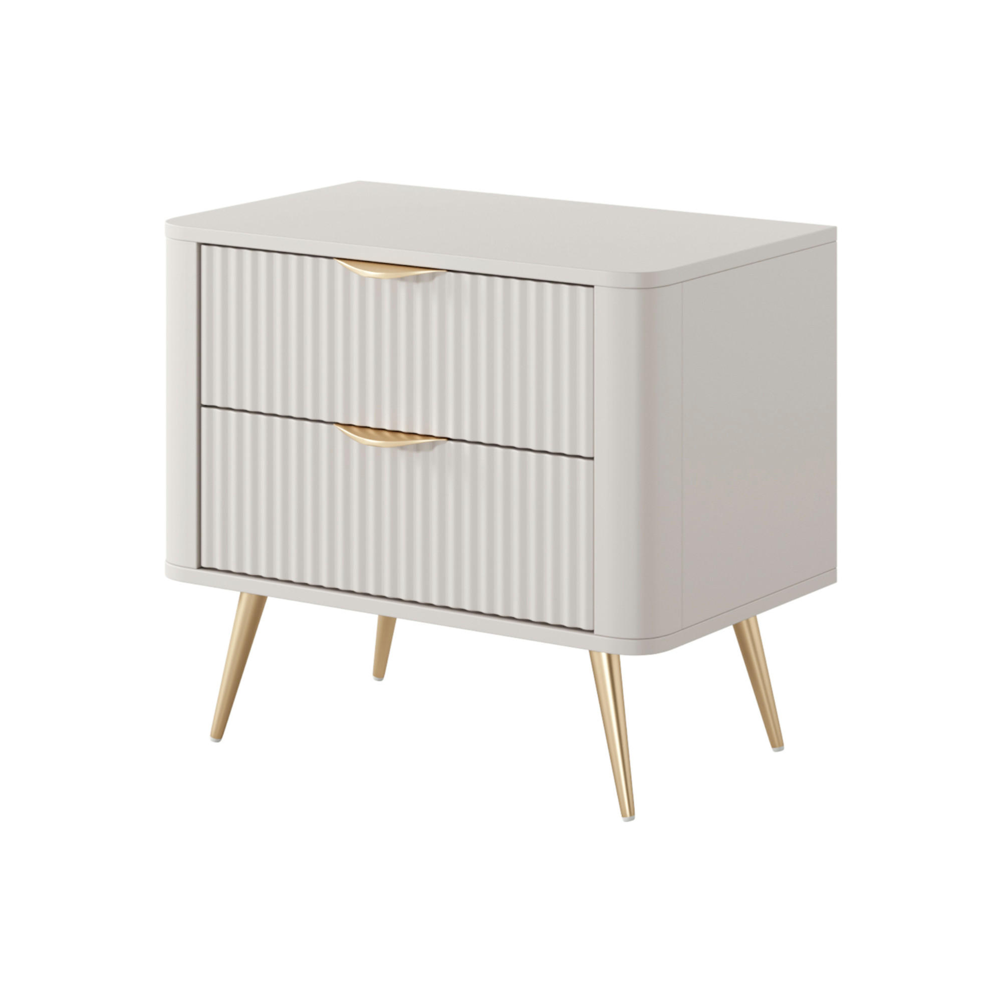 NACHTTISCH LEKNES STO1 An den Seiten abgerundete Leiste aus MDF-Platte Beige Beige - Beige, Holzwerkstoff (63/55/38cm) - Komodee