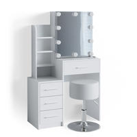 SCHMINKTISCH Conrada Weiß 80 cm mit LED Beleuchtung und Hocker - Weiß, Holzwerkstoff (36/131.6/80cm) - Vicco