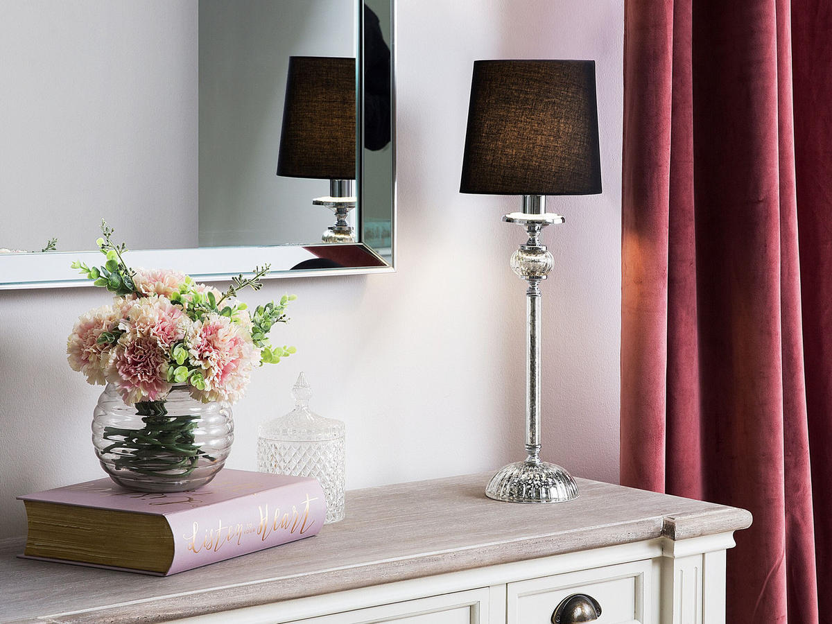 TISCHLAMPE Kubena 18/18/62 cm - Schwarz, Keramik (18/18/56cm) - Beliani