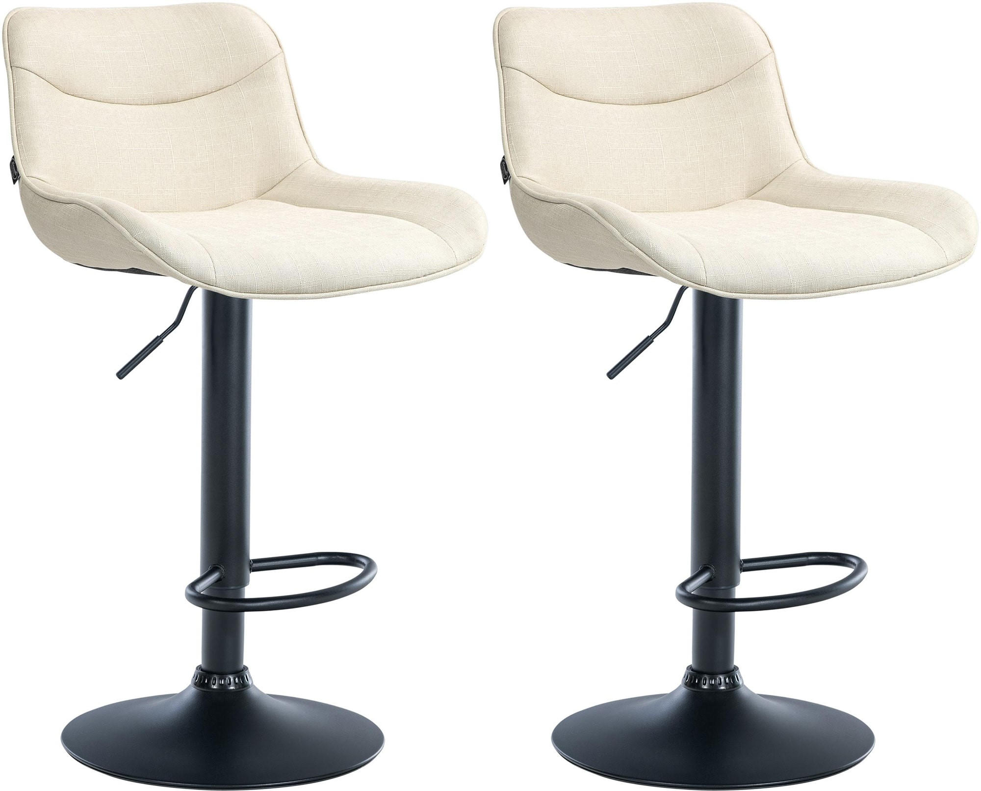 BARHOCKER 2er Set Stoff creme - Creme/Schwarz, Textil/Metall (49/85/51cm) - CLP