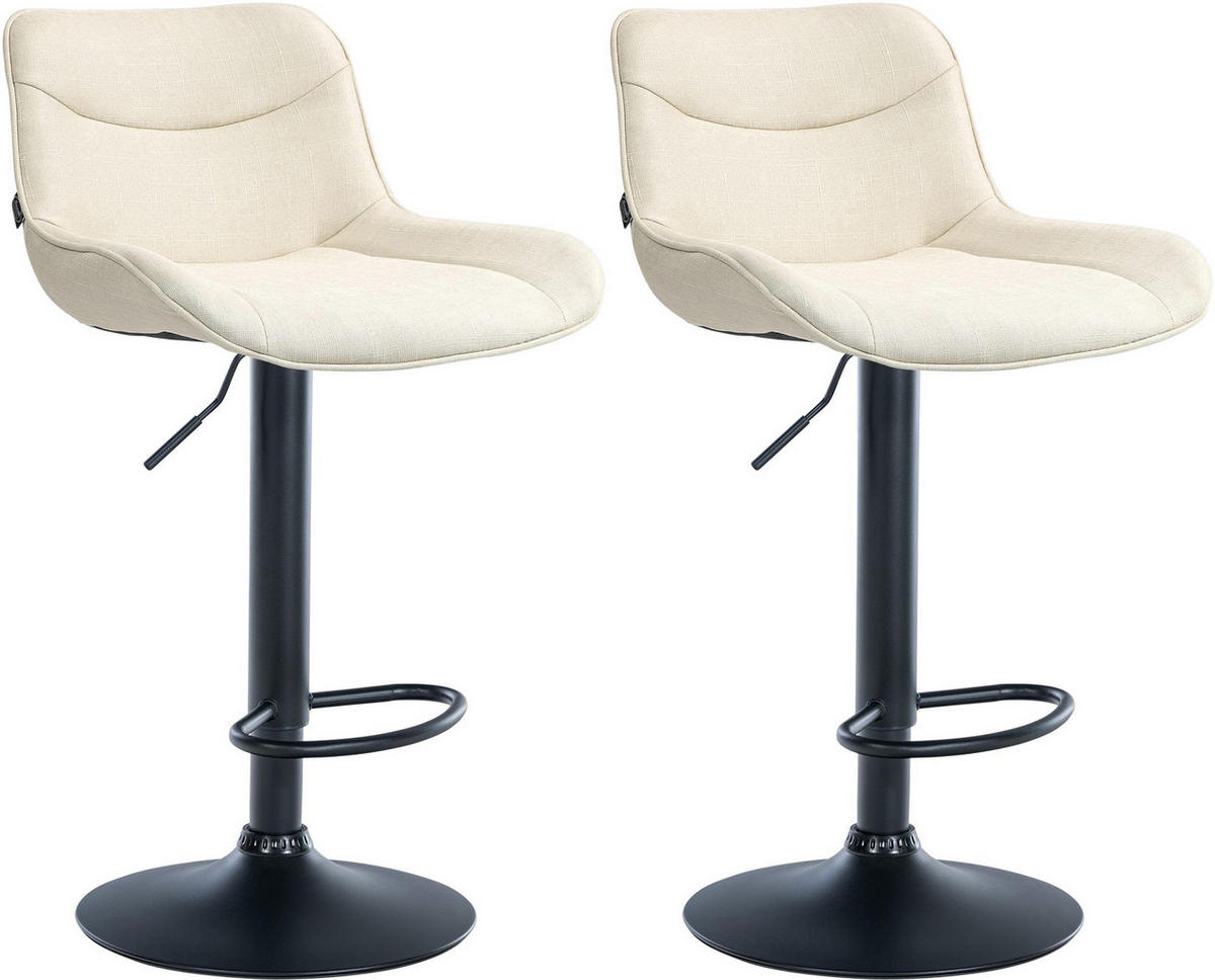 BARHOCKER 2er Set Stoff creme - Creme/Schwarz, Textil/Metall (49/85/51cm) - CLP