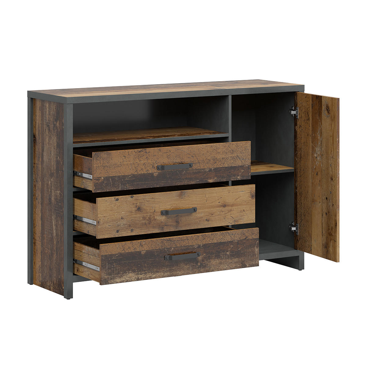 SIDEBOARD Paul Holz und Grau - Grau, Holzwerkstoff (131/91/40cm) - Petits-meubles