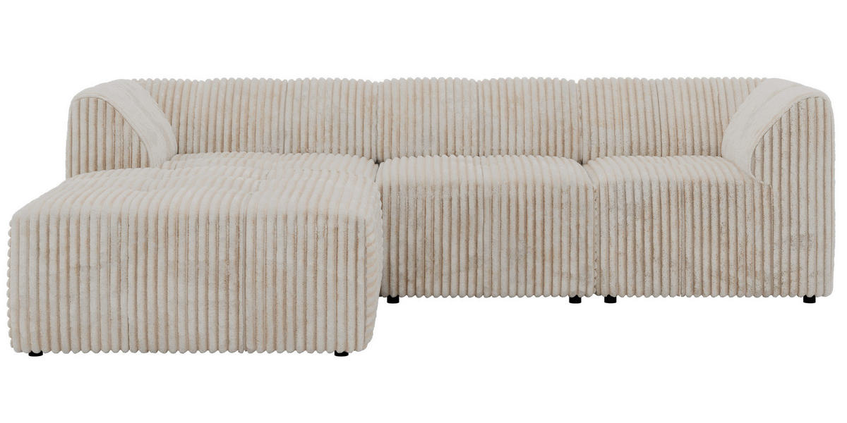 ROHOVÁ SEDAČKA VORITA L 3M - Béžová Manšestr - Vlevo - černá/krémová, textil/plast (267/176cm) - MKS