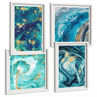 BILDER SET 4er Set - 50x50 cm & 40x60 cm Weißer Rahmen - Abstraktionen dekorativer Malerei - Weiß, Kunststoff (50/50cm) - TULUP