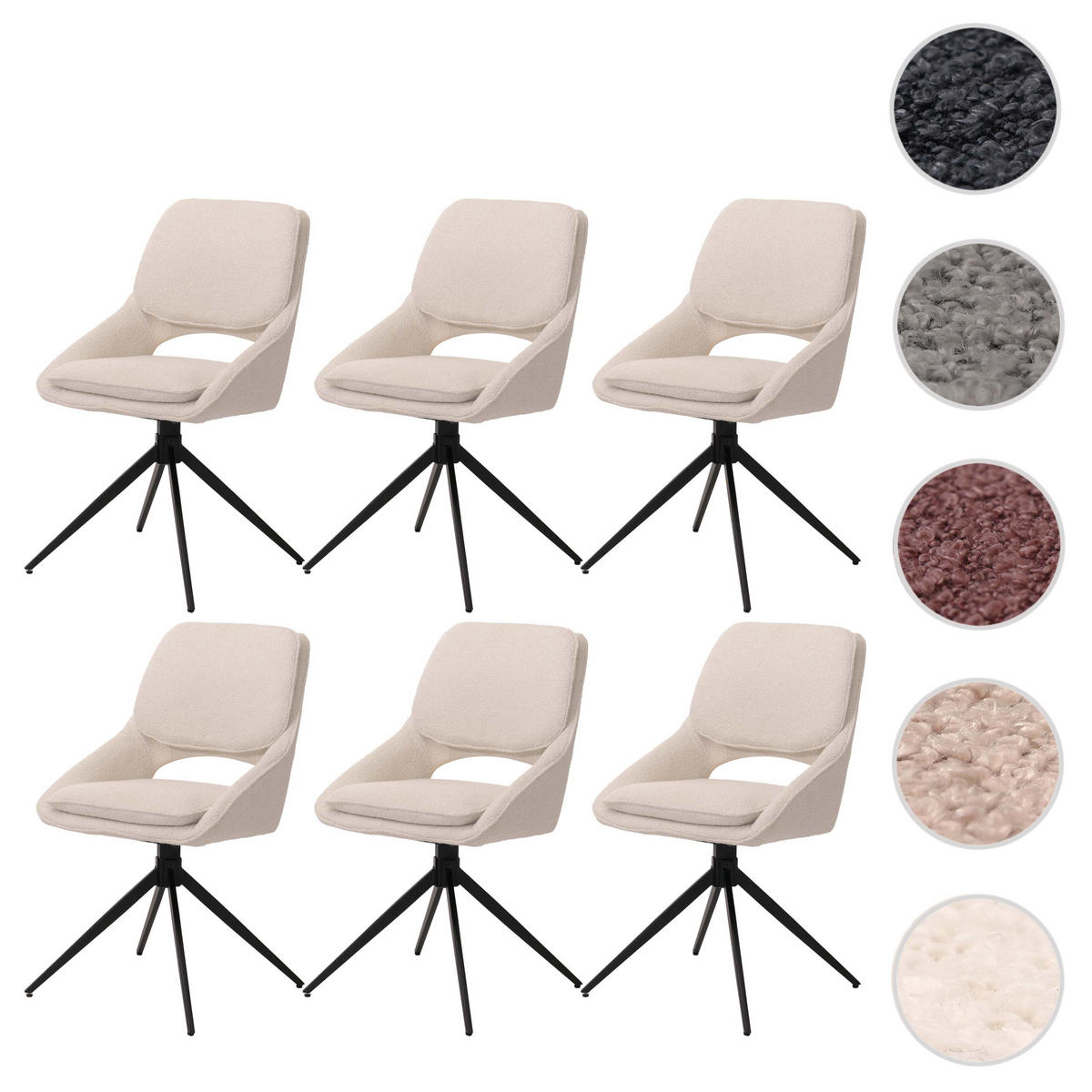 ESSZIMMERSTUHL Creme Weiß 6er-Set - Weiß, Textil (55/87/55cm) - MCW