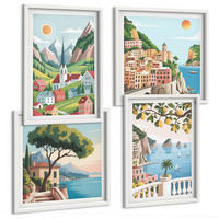 BILDER SET 4er Set - 50x50 cm & 40x60 cm Weißer Rahmen - Meereslandschaften, Zitrusfrüchte - Weiß, Kunststoff (50/50cm) - TULUP
