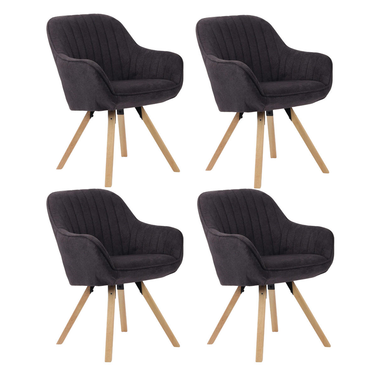 ESSZIMMERSTÜHLE Matera 4er-Set - Dunkelgrau/Schwarz, Naturmaterialien/Textil (59/84/61cm) - Mr. Deko