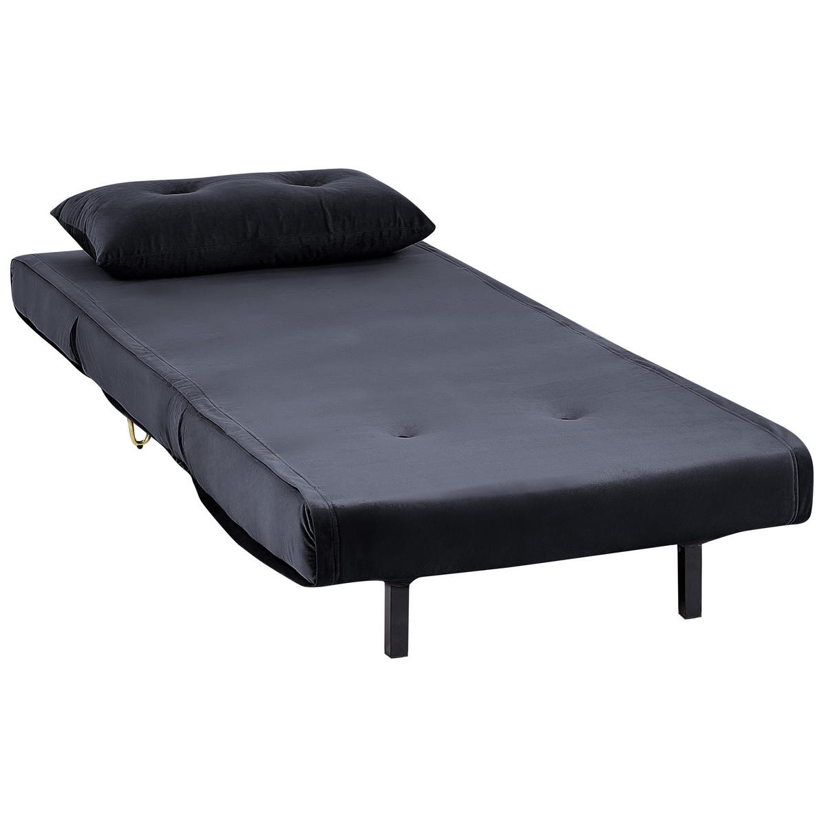 SCHLAFSOFA Samtstoff Schwarz Vestfold - Schwarz, Textil (85/81/78cm) - Beliani