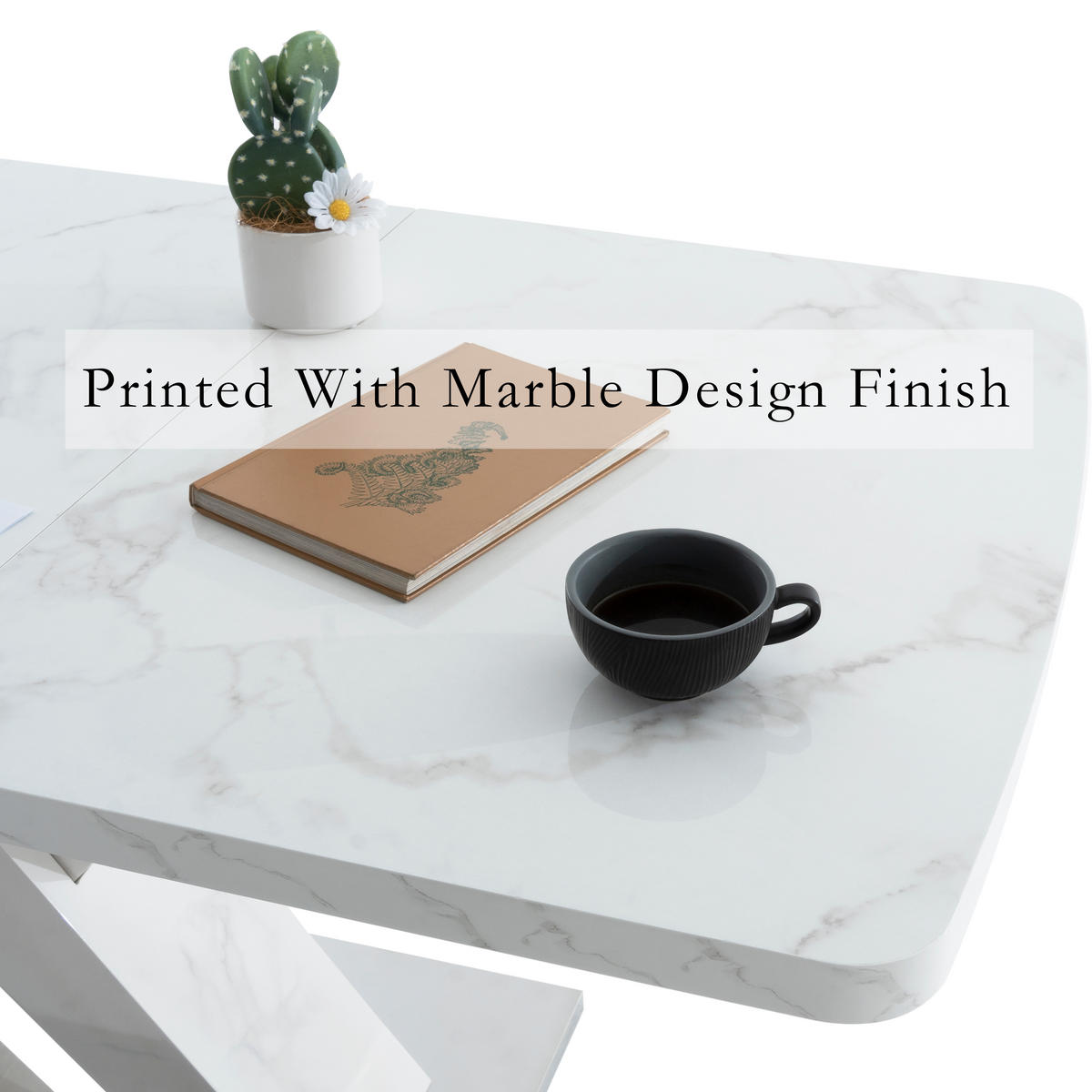 ESSTISCH AUSZIEHBARER Weiß Marmoroptik mit Ausziehfunktion & X-Gestell - Weiß, Holzwerkstoff/Metall (80/160/76.5cm) - Urban Meuble