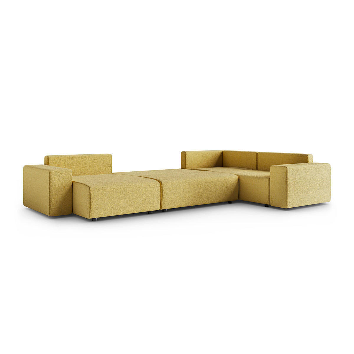 PANORAMASOFA Lorenzo 5 Sitzplätze Gelb - Gelb, Holz (378/85/236cm) - Petits-meubles