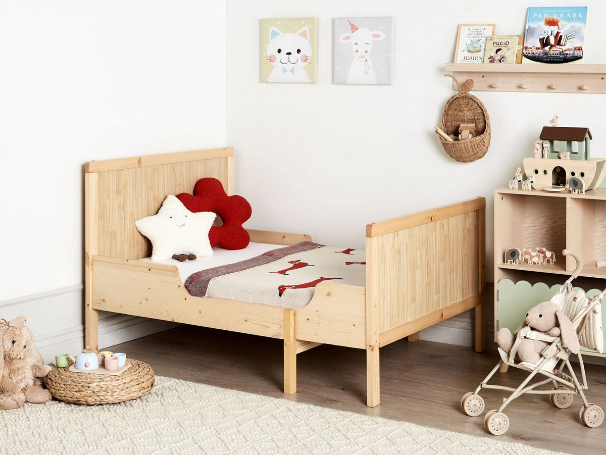 MITWACHSENDES KINDERBETT 90x130/160/200 cm Heller Holzfarbton Montigny - Hellbraun, Holz - Beliani