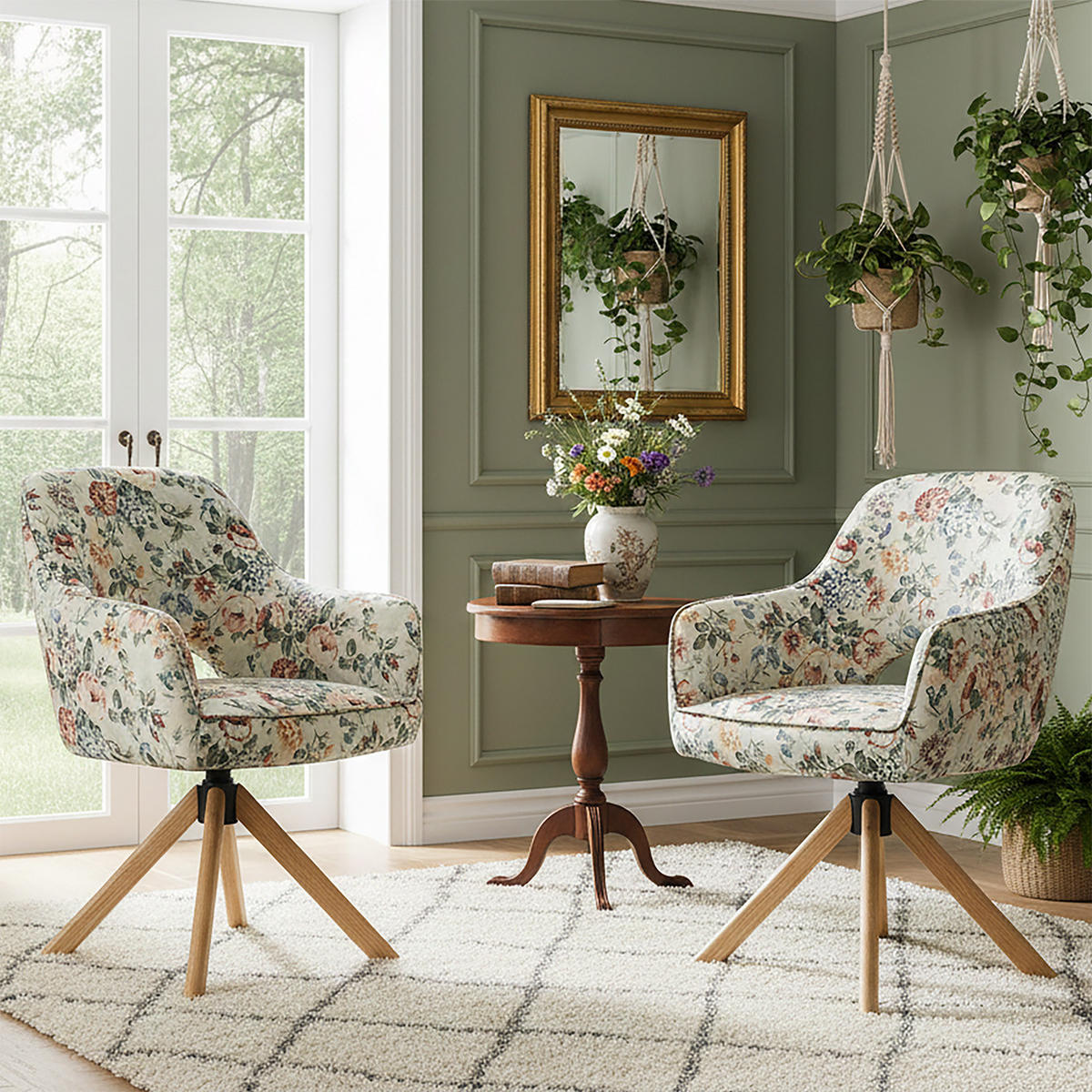 DREHSTUHL Mika-Lara 2er-Set - Honigeiche/Multicolor, Eichenholz/Holz (60/87/65cm) - DUBI Möbel