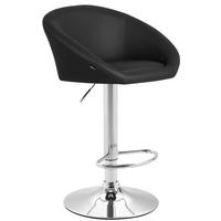 BARHOCKER Lederlook schwarz - Chromfarben/Schwarz, Textil/Metall (55/86/51cm) - CLP