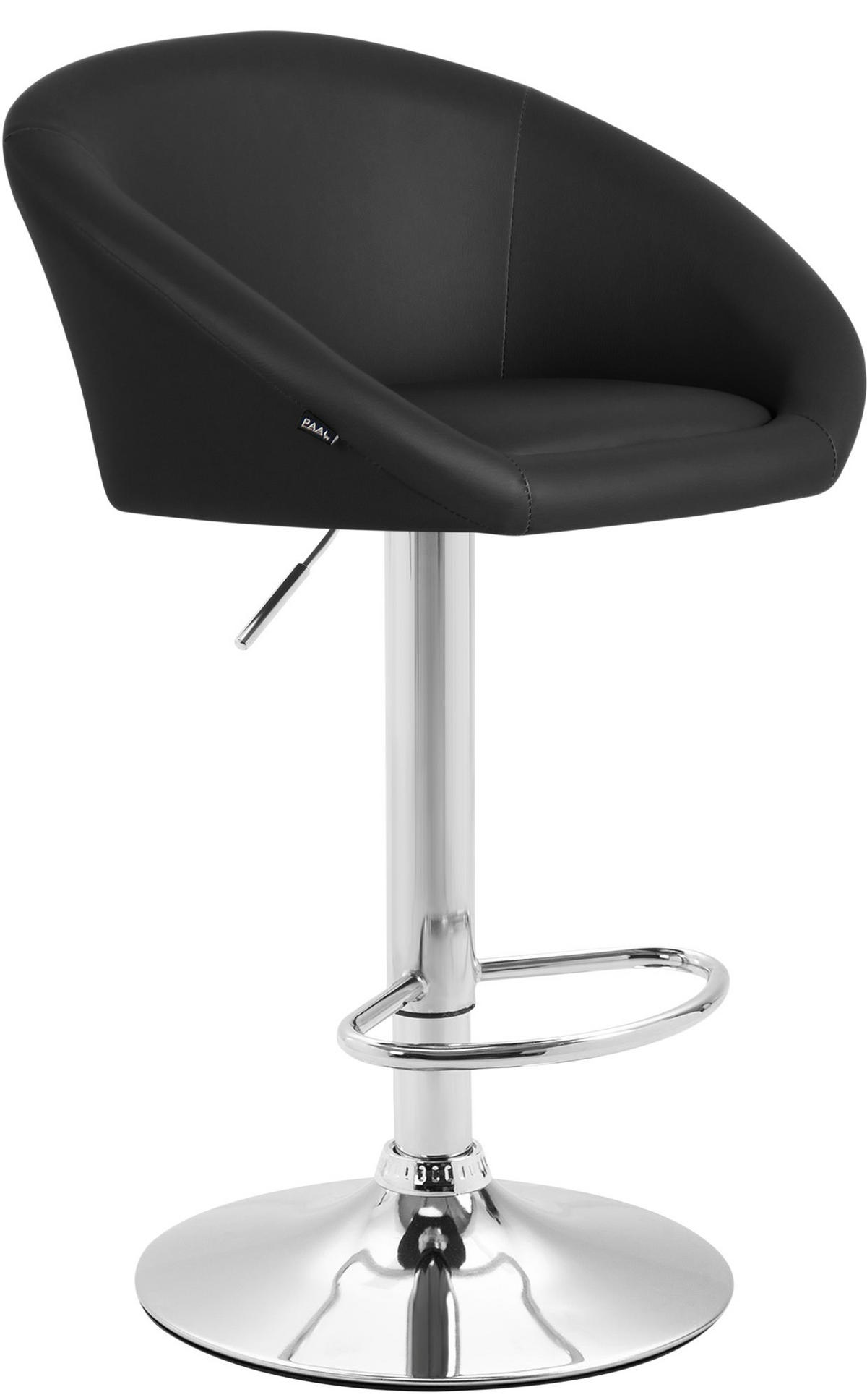 BARHOCKER Lederlook schwarz - Chromfarben/Schwarz, Textil/Metall (55/86/51cm) - CLP