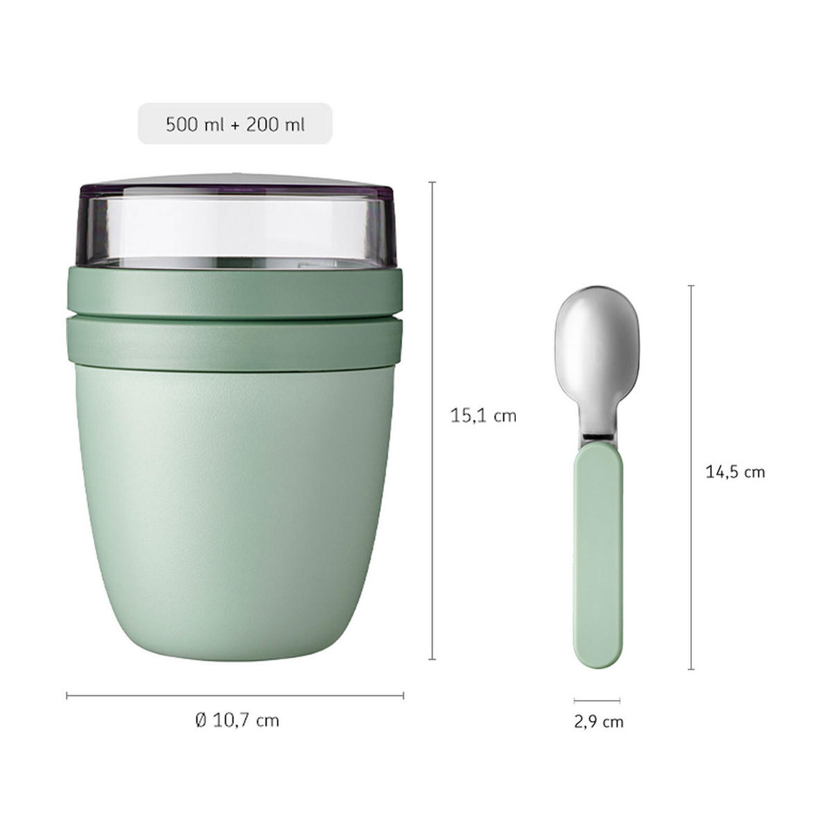 LUNCHPOT MIT SNACK-DECKEL UND KLAPPLÖFFEL Ellipse Vivid Mauve 500 (+ 200 ml) - Rot/Rosa, Kunststoff (10.7/16.9/10.7cm) - Mepal