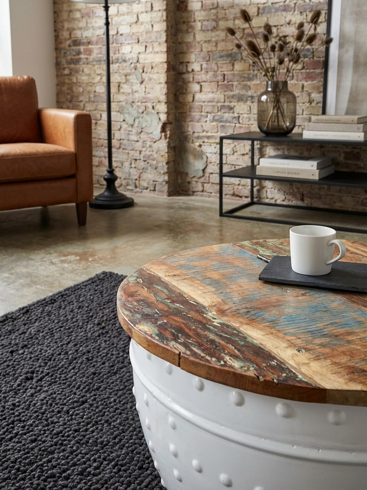 COUCHTISCH Massivholz mit klappbarer Tischplatte im industriellen Stil und Metallgestell, Weiß 60x60x36 cm - Weiß, Holz/Metall (60/60/36cm) - KADIMA DESIGN