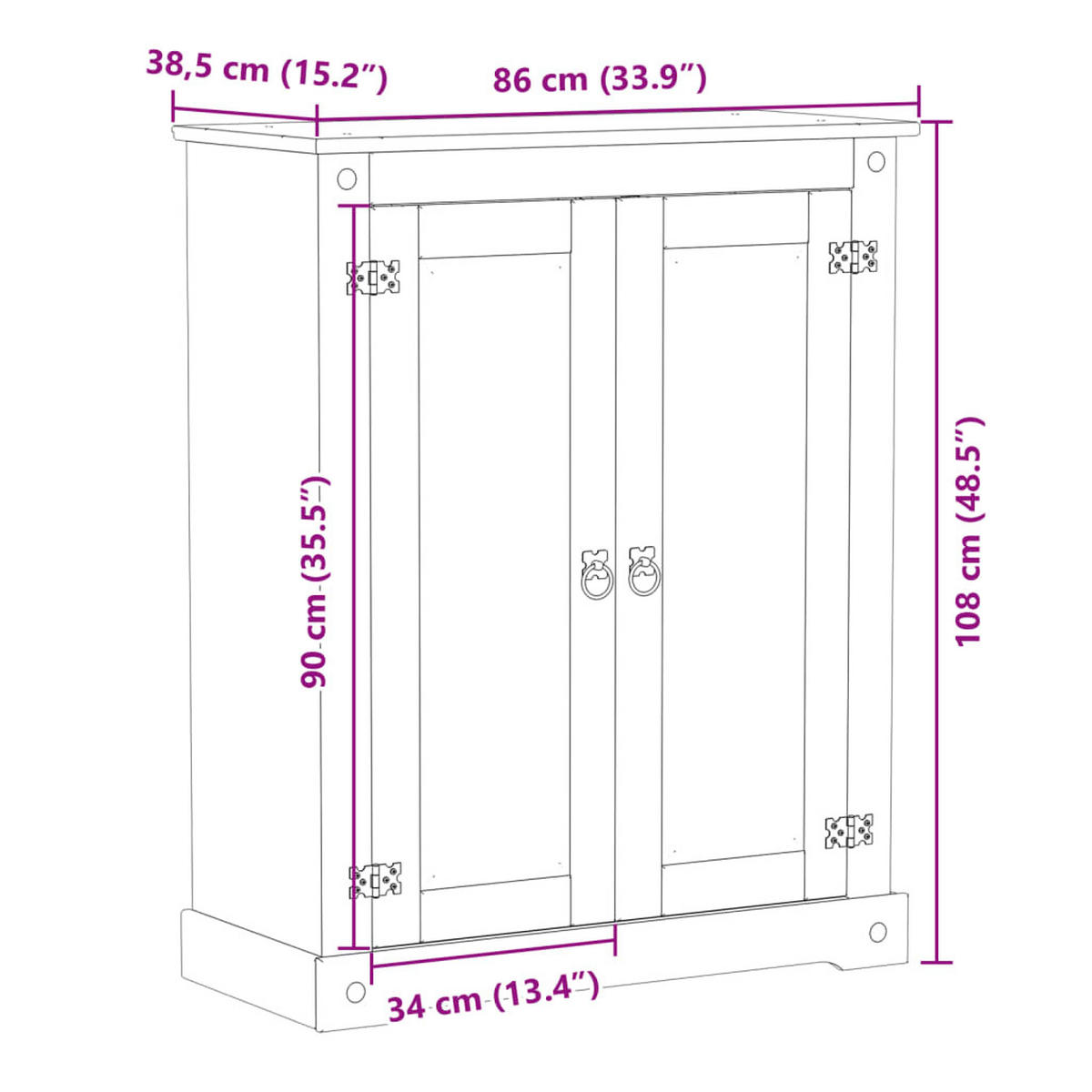 SCHUHSCHRANK Corona 86/38,5/108 Cm Massivholz Kiefer - Braun, Holz (38.5/108/86cm) - vidaXL