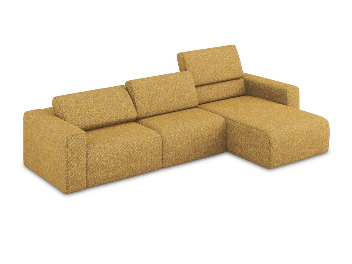 ECKSOFA rechts Strukturstoff Stoff Gelb - Currygelb/Gelb, Kunststoff/Textil (314/167cm) - Makamii