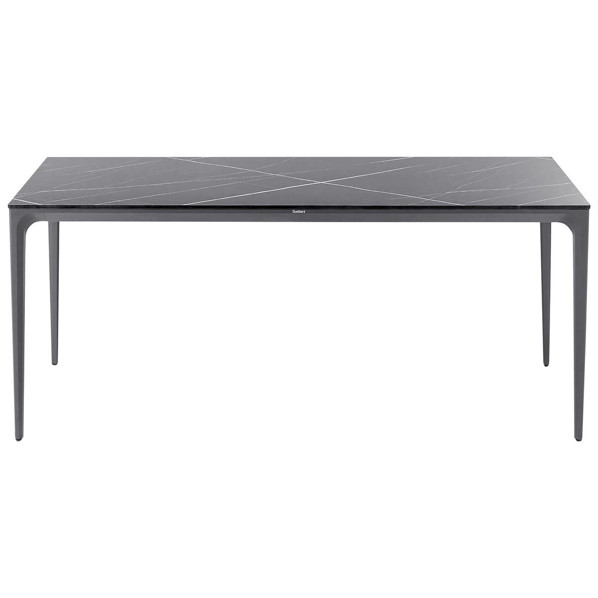 GARTENTISCH 180/90 cm Marmor Optik Schwarzer Marmor Sovareto - Dunkelgrau, Kunststoff (180/90/75cm) - Beliani