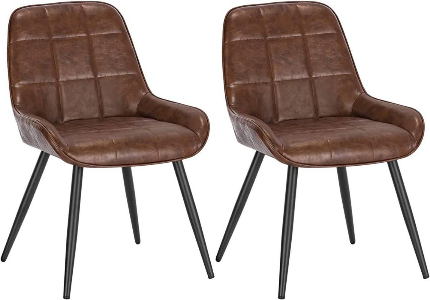 ESSZIMMERSTUHL 2er-Set, Polsterstuhl, Kunstleder, Braun - Schwarz/Braun, Textil/Metall (52.5/81.5/62cm) - Woltu