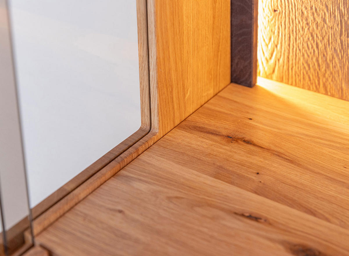 VITRINE Collodi Wildeiche Natur 43 / 37 / 205cm - Wildeiche/Eichefarben, Holz (43/205/37cm) - Feldmann-Wohnen