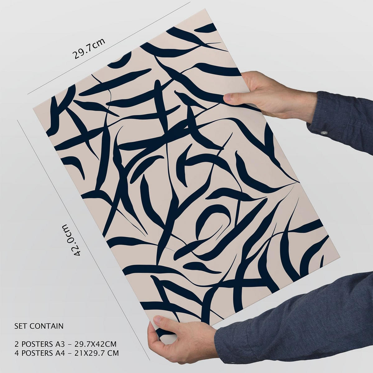POSTER Set Mit 6 Formabstrakte Ästhetische Dekobilder Für Ihr Wohnzimmer, Schlafzimmer Oder Zuhause A3 & A4 Rahmenlos - Klar, Papier (29/3cm) - Nacnic