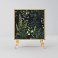 SIDEBOARD FERN FLOWERS, Eichefarben, 57,5x42x75,5 cm, Goldfarbene Metallfüße - Eichefarben/Goldfarben, Holzwerkstoff/Metall (57.5/75.5/42cm) - SpaceRebels
